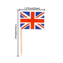 Gyufise 100Pcs Mini UK Flags Cupcake Toppers Double Sided British United Kingdom Toothpick Small Union Jack Flags Cupcake Pick Sticks for UK Party Supplies