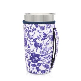 AJLTPA Fundas aisladas de neopreno con asa para portavasos de 20oz, funda reutilizable para café helado de 30oz - 32oz para tazas de café (Bosque de Hadas)