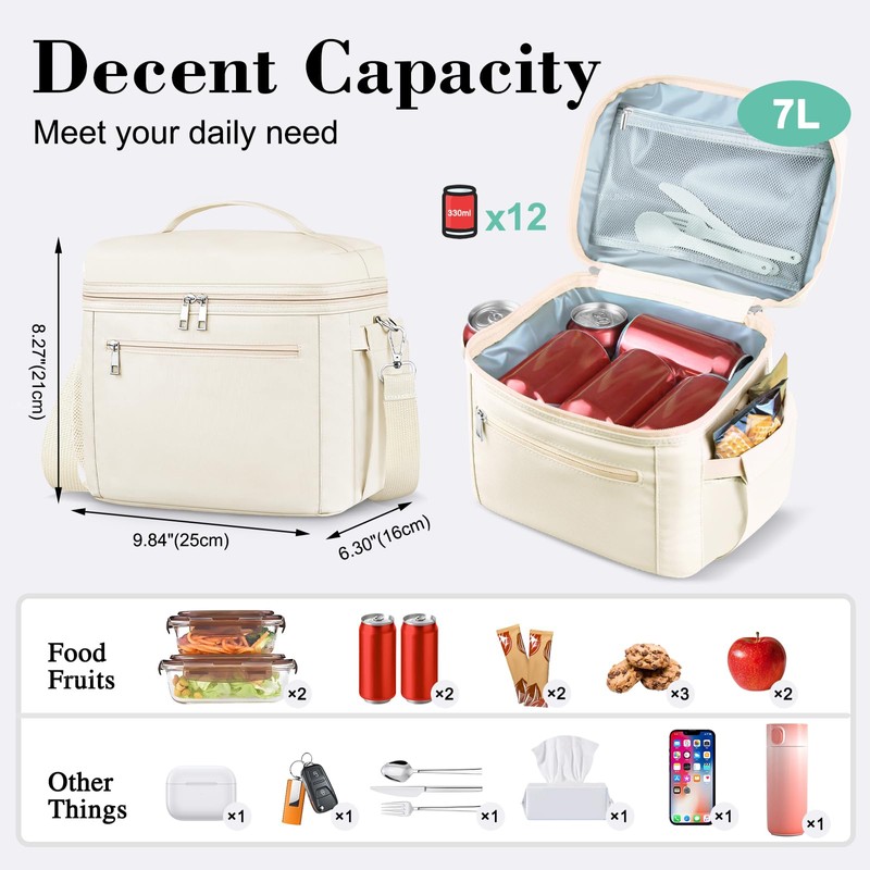 DALINDA Insulated Lunch Bag for Women Men,Small Reusable Lunch Box