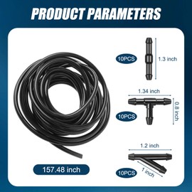 icykale 30 PCS Car 13.1Ft Windshield Washer Hose + T/Y/I Hose Connector Kit, Connecting Water Pump Nozzle Installation Kit, Car Auxiliary Cleaning Replacement Accessories, for Most Car Models (Black)