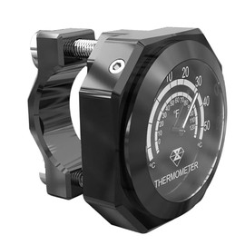 Motorcycle Handlebar Thermometer Gauge; Waterproof Luminous Alloy Temperature Gauge; Compatible with Yamaha, Kawasaki, Suzuki; Black