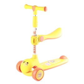 Kids Scooter Adjustable Height Colorful Music Lights Kick Scooter for 1 to 3 Years Old Children Yellow with A Seat