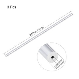 sourcing map 6063 Aluminum Round Tube 9mm OD 2mm Inner Dia 300mm Length Pipe Tubing 3 Pcs