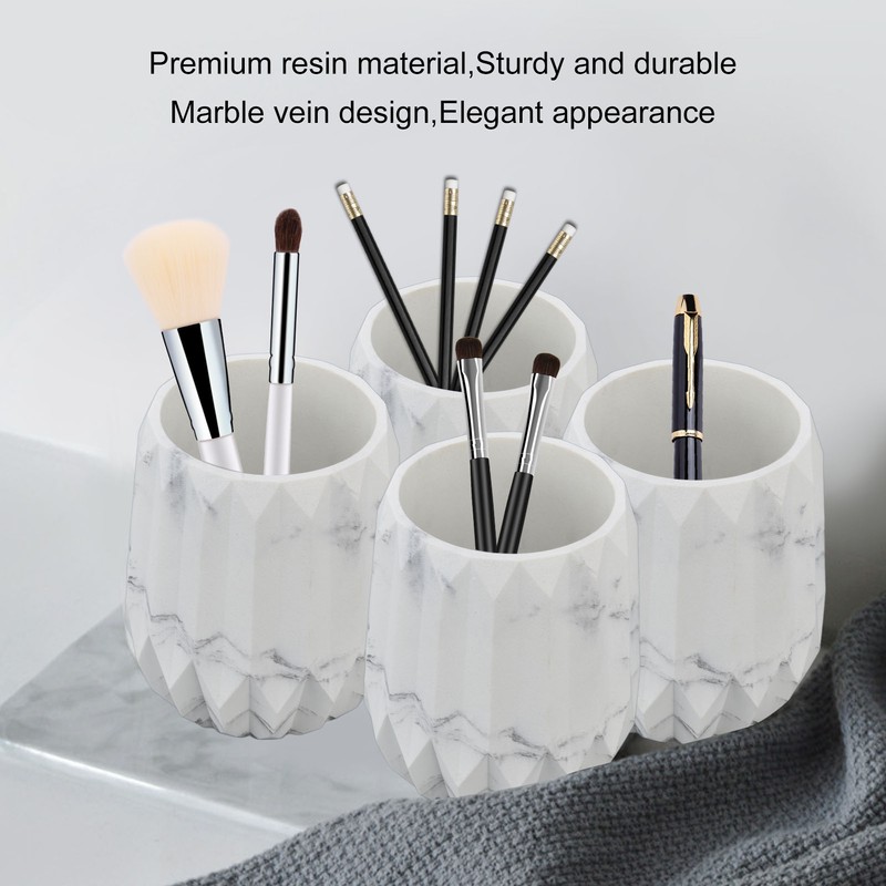Makeup Brush Holder Durable Glossy Resin Large Capacity Modern Design