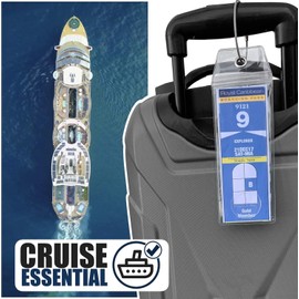Cruise On Royal Caribbean Cruise Luggage Tag Holder (4 Pack) – Fits All Carnival & Royal Caribbean Ships, Durable Travel ID Holders for 2025-2026 Cruises, Clear Waterproof Cruise Essentials