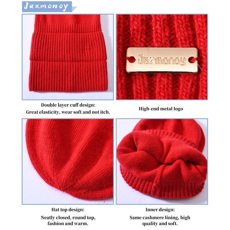 jaxmonoy Cashmere Slouchy Beanies for Women Winter Lightweight Girls Wool