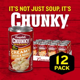 Campbell's Chunky Soup, Creamy Chicken Noodle Soup, 18.8 Oz Can (Case of 12)