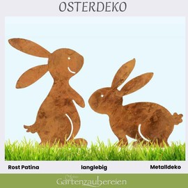 Storm's Gartenzaubereien Garden Stake – Easter Bunny, Set of 2 for Inserting 16-13 cm Large Rabbits for Easter Decoration in Rust Look