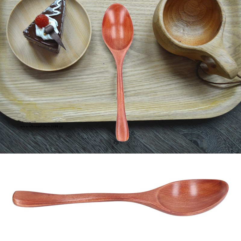 Wooden Spoon, Portable Rice Soup Dessert Spoon Kitchen Utensil for