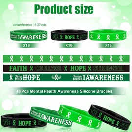Pulsera de Silicona de Concienciación Sobre Salud Mental Pulsera Motivacional Verde Faith Courage Hope Strength para Regalo