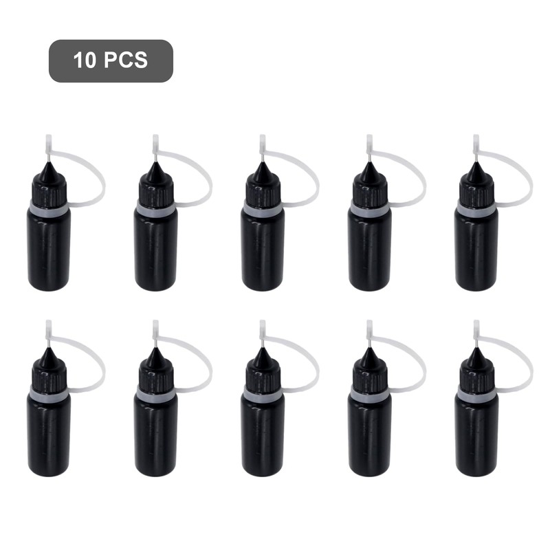 Joyangy 10-Pack 10ml Precision Tip Applicator Bottles, Black Plastic Squeeze
