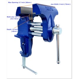 Rolin Vise Wood Working Clamp 3 Inch Light Duty Tools Small Home Vise Table Vise Blue