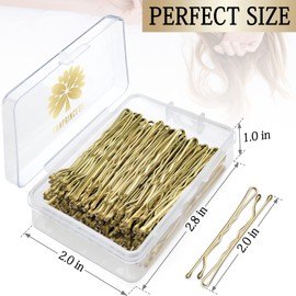 KANPRINCESS 100PCS 2Inches Hair Pins Kit Hair Clips Secure Hold Bobby Pins Hair Clips for Women Girls and Hairdressing Salon With Clear Storage Box(Gold)