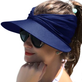 YSTrillion Visor Hat, Women's Sun Hat, Sun Protection, Beach Hat, Wide Brim, Sun Hat with UV Protection, for Sports, Golf, Tennis, Outdoor, Beach, 56-65 cm, blue