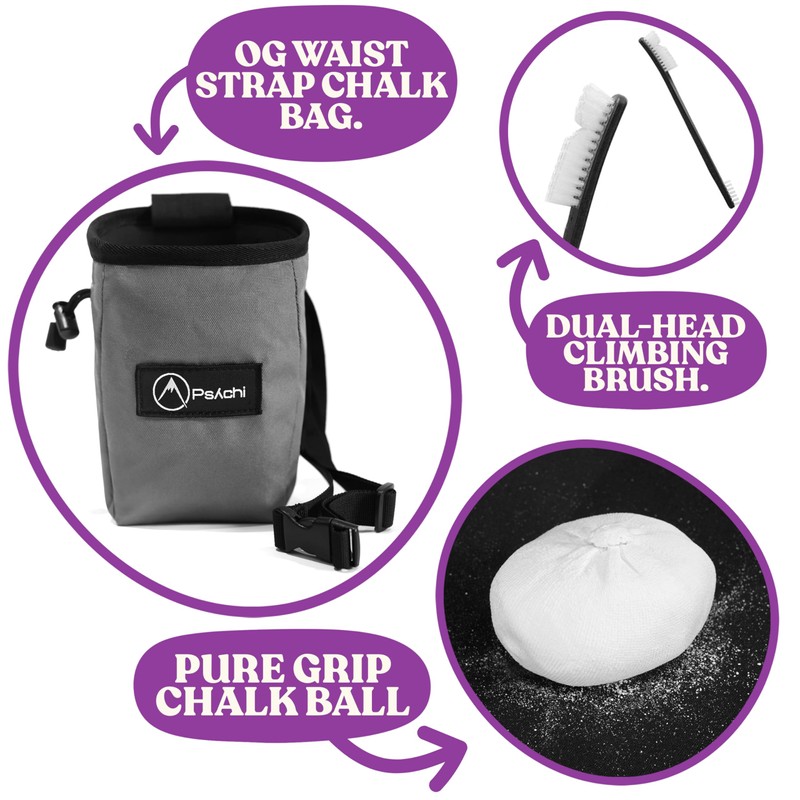 Psychi OG Waist Chalk Bag Starter Pack Bundle for Rock