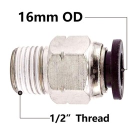 Beduan Pneumatic Push to Connect Fittings Male Straight PC 16mm Tube OD x 1/2 Inch Male Thread Push Lock Fittings