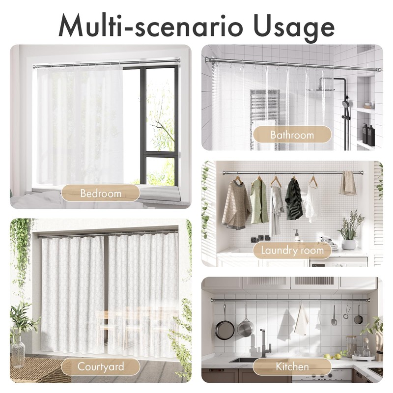 Amazer Spring Tension Shower Curtain Rod, 54-90 Inches Rust-Resistance Tension