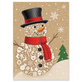 Current Jolly Snowman Kraft Christmas Greeting Cards Set - Set of 18 Large 5 x 7-Inch Folded Cards, Themed Holiday Card Value Pack, Envelopes Included