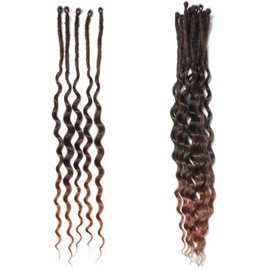 Curly Ended Thin 0.6cm Dreadlock Extensions 20 Inch Synthetic Wavy Dreadlocks SE Dreadlock Extensions Soft Pre-looped Dreads 15 Strands