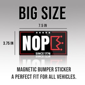 Magnet Sticker Nope Magnetic No Kings in America Since 1776 Anti Funny Leftist Feminist Social Justice Human Rights Black Magnet for Bumper, Refrigerator, Cruise Door, Car, Truck 7.5x3.75in