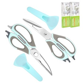 2 Pcs Kitchen Scissors All Purpose, Heavy Duty Stainless Steel Shears with Comfortable Grip, Ultra Sharp Blades, Magnetic Removable Poultry Shears Dishwasher Safe for Chicken Fish Meat Herbs Vegetable