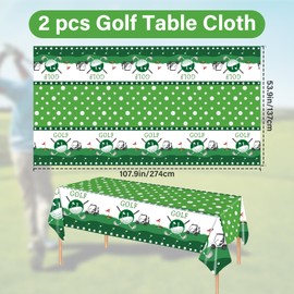 Vexilon 2 pcs Golf Table Cloth, Golf Tablecloths, Golf Party Tablecloth, Sports Birthday Party Supplies for Kitchen Outdoor Garden Table, Decorations for Sommer Spring 137 x 274 cm