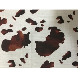 Brown White Cow Print Poly Cotton Fabric - Sold By The Yard - 59"