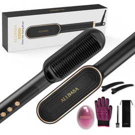 ALLBASA Haarglätter, professionelle Glättbürste für Haare, 9 Temperatureinstellungen, 120 ℃ - 210 ℃, LCD-Display, 30S Heizung, negative Ionen-Glätteisen, für alle Haartypen (goldfarben)