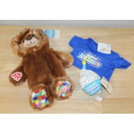 Build-A-Bear Happy Birthday Brown Birthday Bear IV UNSTUFFED w/ SHIRT & CUPCAKE