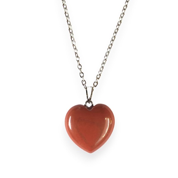 Semi Precious Heart Stone Necklace - Women's Love Amulet Anhänger