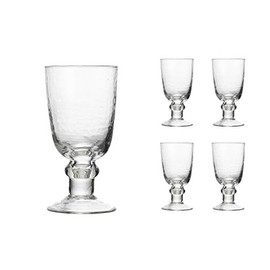 Godinger Wine Goblet Beverage Hammered Glass Cup – Set of 4
