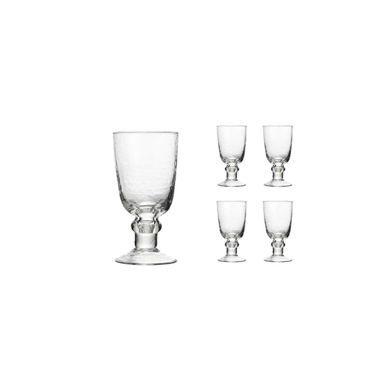Godinger Wine Goblet Beverage Hammered Glass Cup – Set of