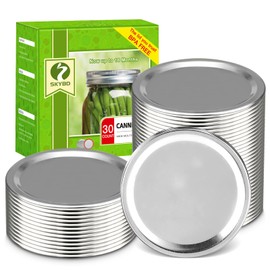 30-Count, Wide Mouth Canning Lids for Ball, Kerr Jars - Split-Type Metal Mason Jar Lids for Canning - Food Grade Material, 100% Fit & Airtight for Wide Mouth Jars (86mm)