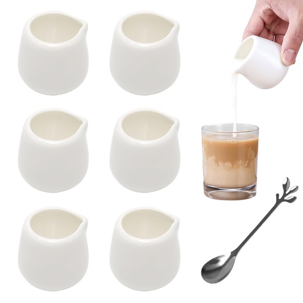 6 Pcs White Ceramic Mini Milk Jugs 50ml, Mini Milk