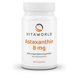 Vita World Astaxanthin 12mg 60 Vegi Capsules pharmacies Product no additives 100% Natural Haemato Coccus Pluvialis