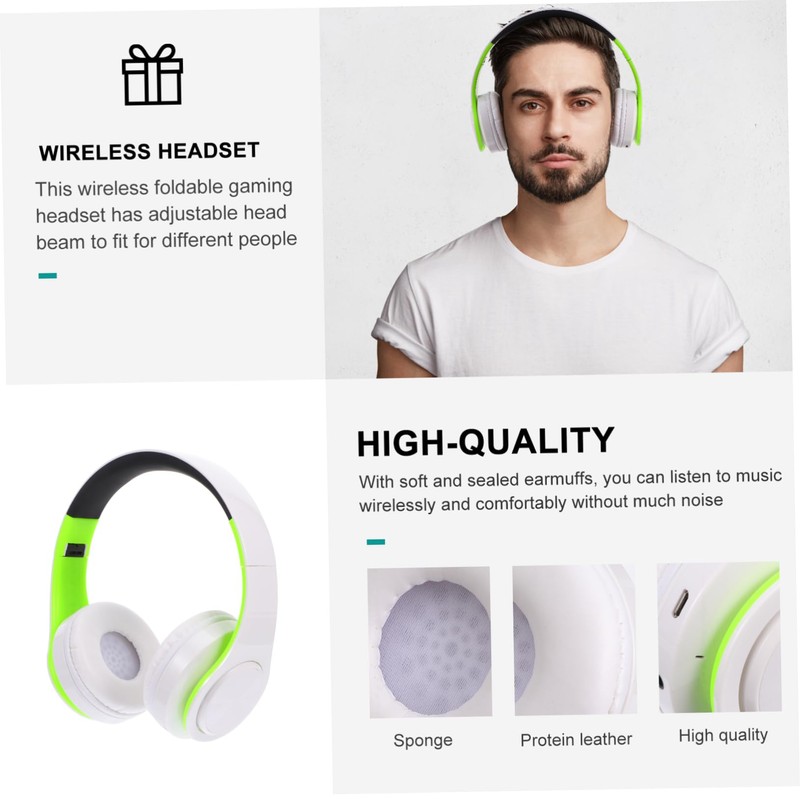 LABRIMP Over Ear Wireless Headset with Noise Cancelling Foldable Design