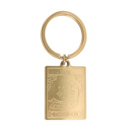 Something Different Wholesale The Moon Vintage Tarot Keyring - Gold Tone Keyring with Tarot Card Design - Symbol of Intuition and Subconscious - For Tarot Lovers and