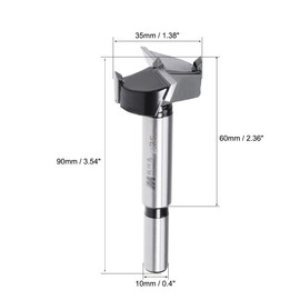 Sourcingmap Forstner Drill Bits 35mm, Tungsten Carbide Wood Hole Saw Auger Opener, Woodworking Hinge Hole Drilling Boring Bit Cutter (Black, Silver Tone)