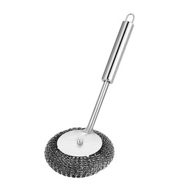 Scourer Stainless Steel Scourer Scourer Scouring Brush with Handle Scouring Pad Steel Wool Kitchen Cleaning Brush for Kitchen Sink Oven Restaurant