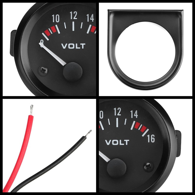 Aramox 12V Car Universal Voltmeter 52mm/2in Voltage Meter Gauge Black