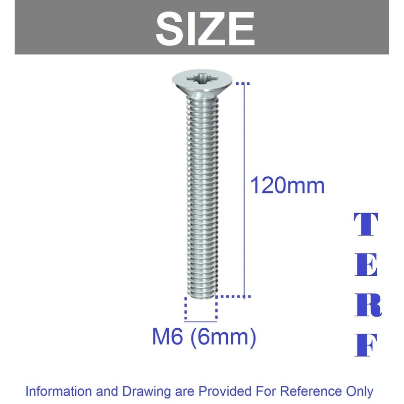 TERF® M6 X 120mm Pozi Countersunk Machine Screw M6 (6mm)