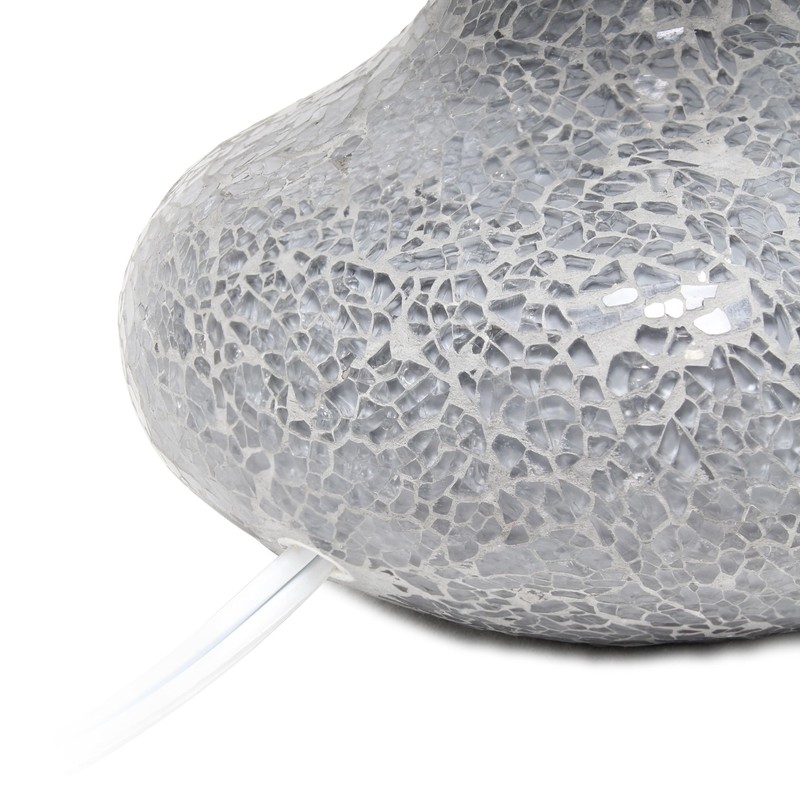 Simple Designs LT3039-GRY-LB 14.17" Mosaic Tiled Glass Genie Table Lamp