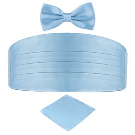 DonDon 3-piece set: men's cummerbund / bow tie / pocket handkerchief, matching colours, glossy, for celebratory occasions -