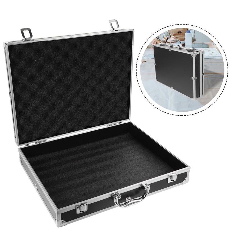 SUPVOX Aluminum Hard Case Briefcase: 14.5 Inch Lockable Carrying Case