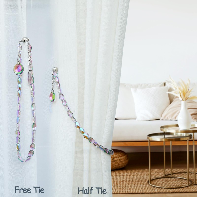 VERSAINSECT Curtain Tiebacks, 2 Pack Crystal Beaded Sun & Moon