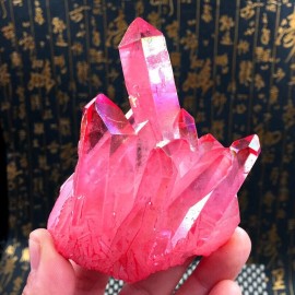 100g Aura Angel Hot Pink Quartz Cluster Crystal Specimen Minerals Home Decor