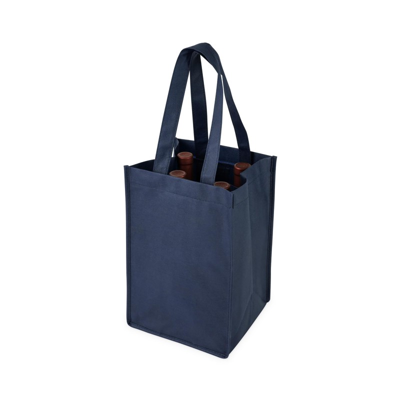 True Fabrications 7096 4 Bottle Non Woven Tote in Blue
