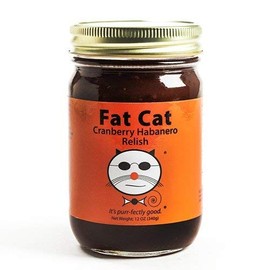 Fat Cat Cranberry Habanero Relish Seasonal Condiment 3 Pack, Preservative-Free, Gluten-Free, Mild-Medium Heat Level, 12 FL OZ jar