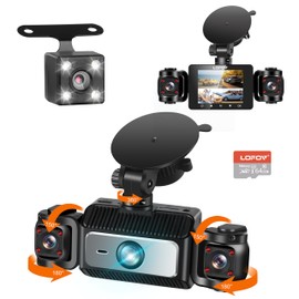 360° 4 Channel Dash Cam Front and Rear Inside,LOFOV FHD 1080P Front Left Right and Rear,Free 64GB SD Card,Multi-Ch Dash Camera for Cars,Black Box Trafflc Recorder,Night Vision,24H Parking Mode