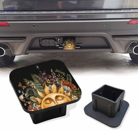 Sutmore Trailer Hitch Cover, Vintage Sun with Forest Plants Flowers Hitch Cover Rubber Towing Hitch Plug Covers, Square 2 Inch Receiver Tube Plug Cap for Trucks Cars SUVs